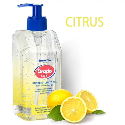 BradoLife kézfertőtlenítő gél 500 ml - citrom