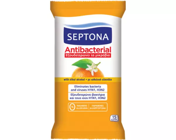 Septona narancsvirágos antibakteriális törlőkendő - 15 db