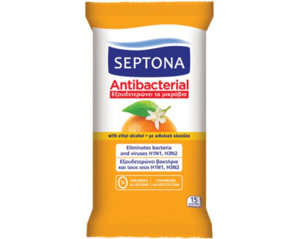 Septona narancsvirágos antibakteriális törlőkendő - 15 db