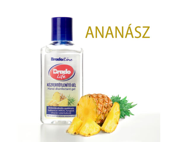 BradoLife kézfertőtlenítő gél 50 ml - ananász