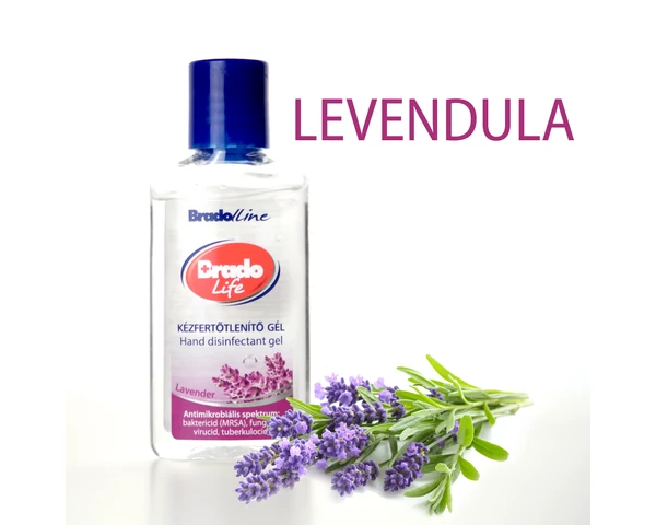 BradoLife kézfertőtlenítő gél 50 ml - levendula